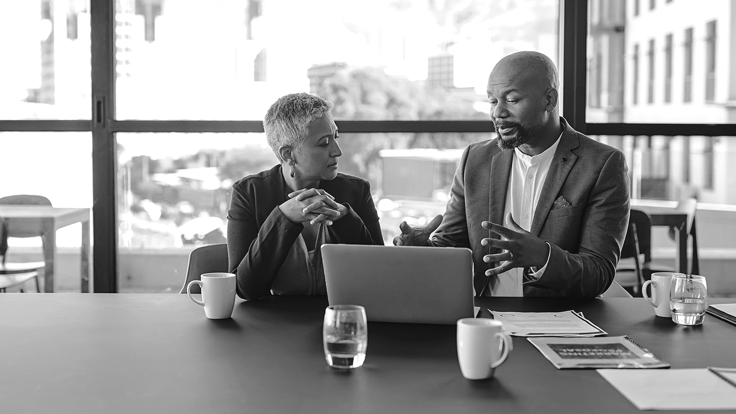 A discussion between a male and a female colleague