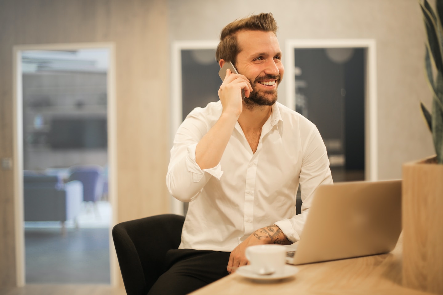 man on phone working