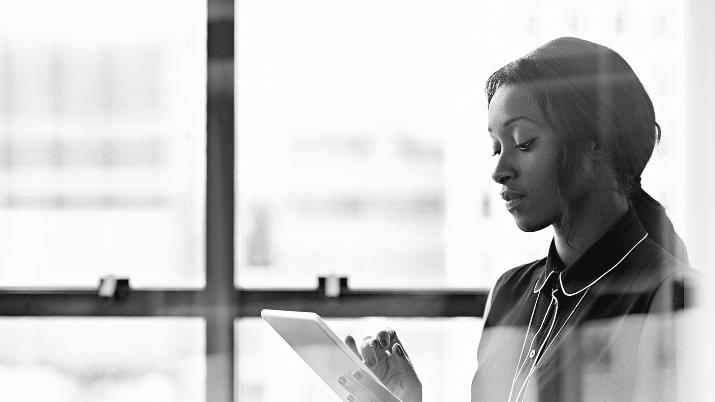 Black woman on tablet